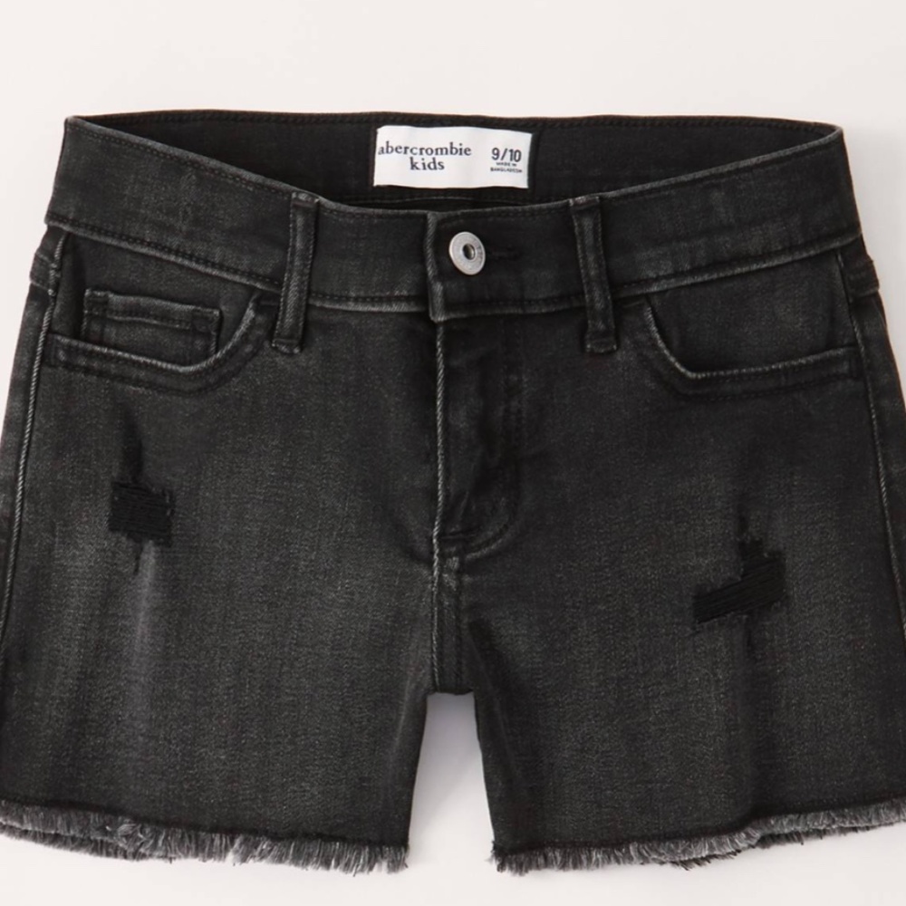Black Abercrombie Kids Midi Jean Shorts